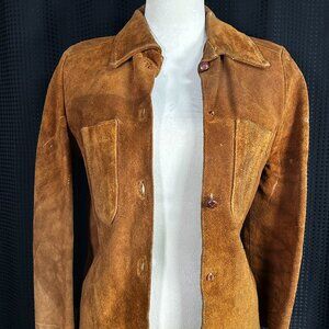 Vintage 1970s Amazing Hippie Rocker Mod Cropped Suede Leather Jacket